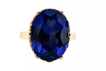 Sapyras 14k geltono aukso Žiedas Vintažiniai amatai vrc130y